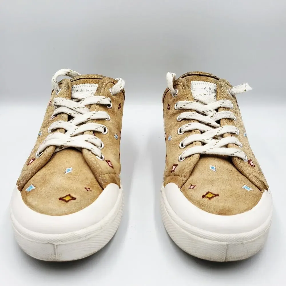 rag & bone Womens Sz 36 US-6 Standard Issue Dune Tan Embroidered Lace-Up Sneaker